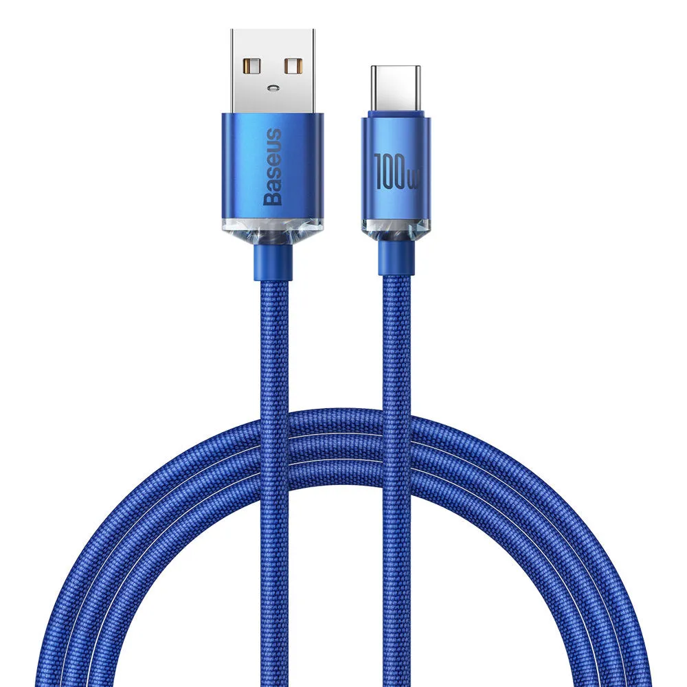Cavo Dati e Ricarica USB-A - USB-C Baseus Crystal Shine Series, 100W, 1.2m, Blu CAJY000403 - immagine 1
