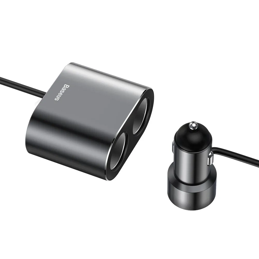 Caricatore Auto Baseus Alta Efficienza, 95W, 2.1A, 2 x USB-A - 2 x Estensione Accendisigari, Grigio CRDYQ-01 - immagine 1