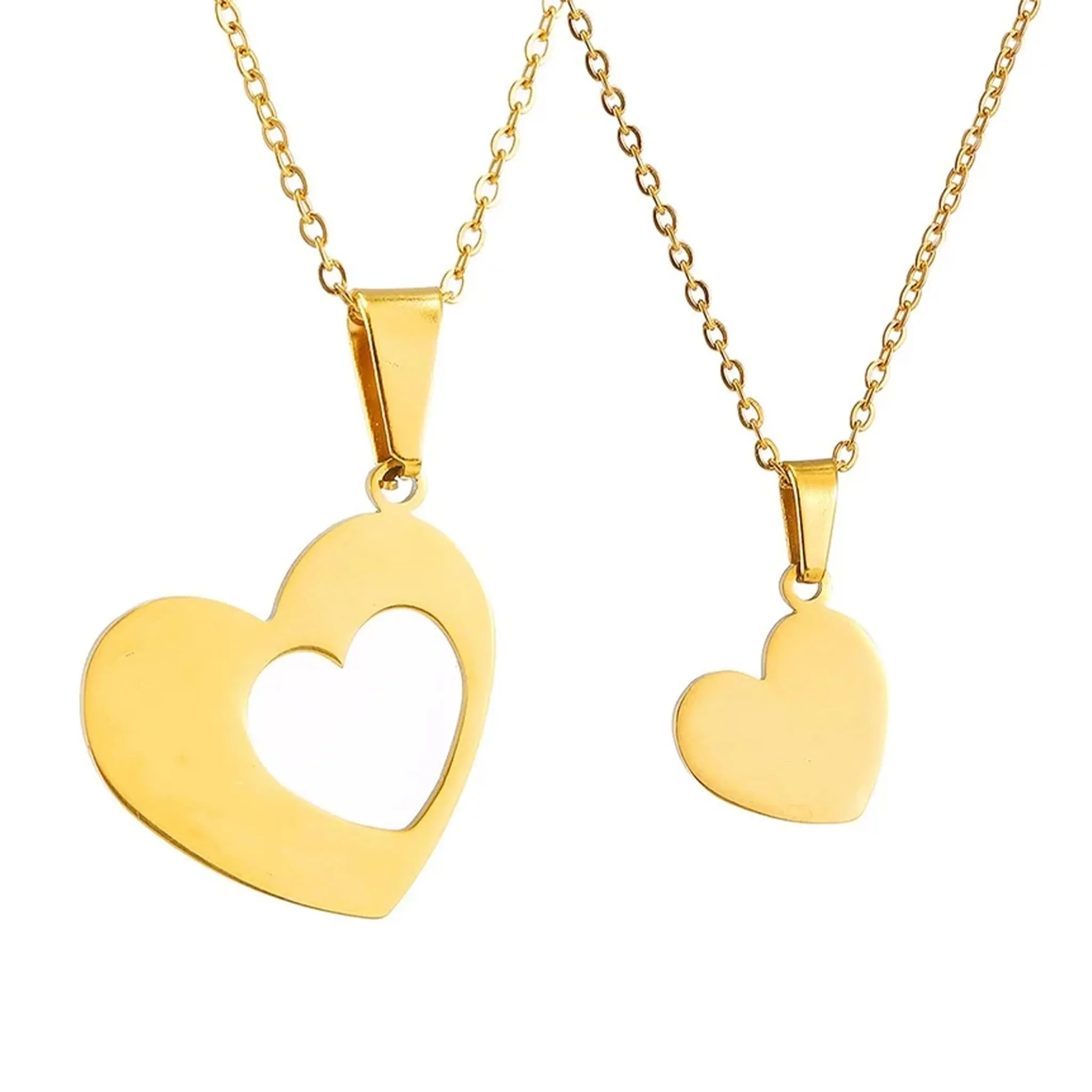 EUEAVAN, collana con ciondolo a forma di cuore spezzato, BFF Foever due mezzi cuori, collana abbinata a forma di cuore, gioielli per coppie, regalo, Moyen, Acciaio inossidabile, Senza Gemme - immagine 1