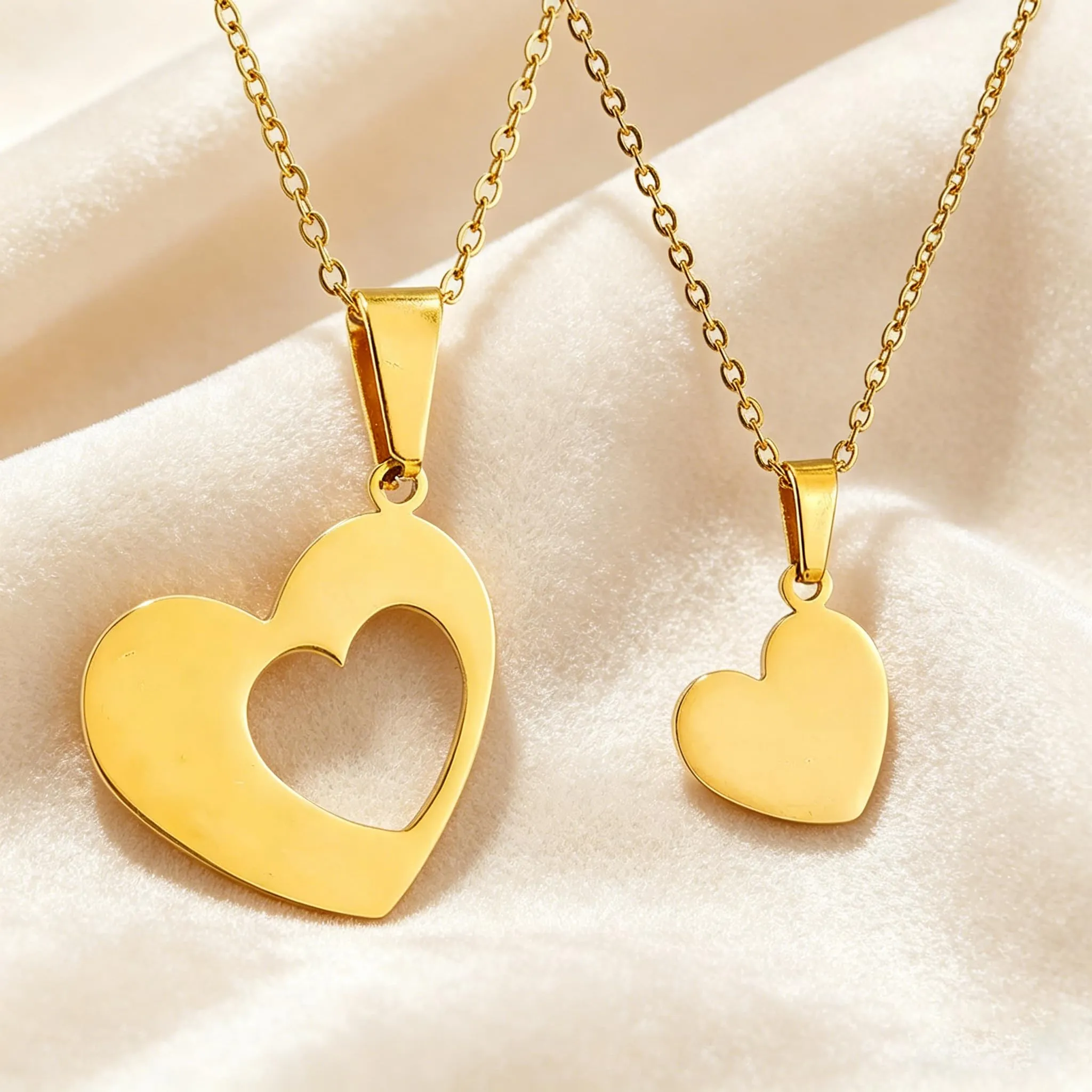 EUEAVAN, collana con ciondolo a forma di cuore spezzato, BFF Foever due mezzi cuori, collana abbinata a forma di cuore, gioielli per coppie, regalo, Moyen, Acciaio inossidabile, Senza Gemme - immagine 3