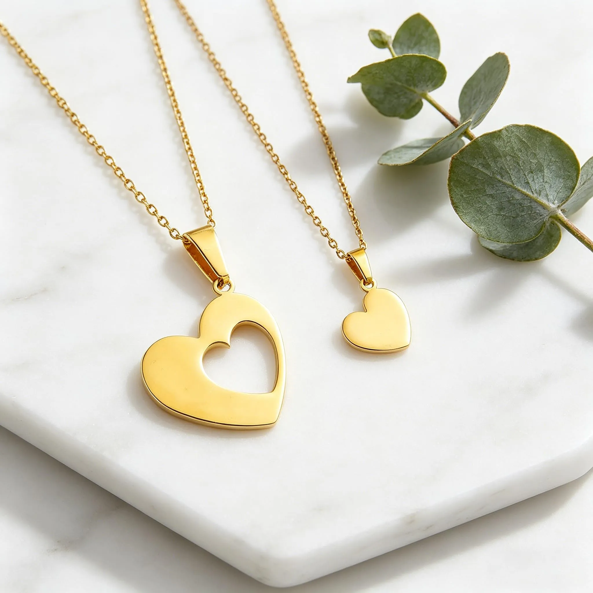 EUEAVAN, collana con ciondolo a forma di cuore spezzato, BFF Foever due mezzi cuori, collana abbinata a forma di cuore, gioielli per coppie, regalo, Moyen, Acciaio inossidabile, Senza Gemme - immagine 4