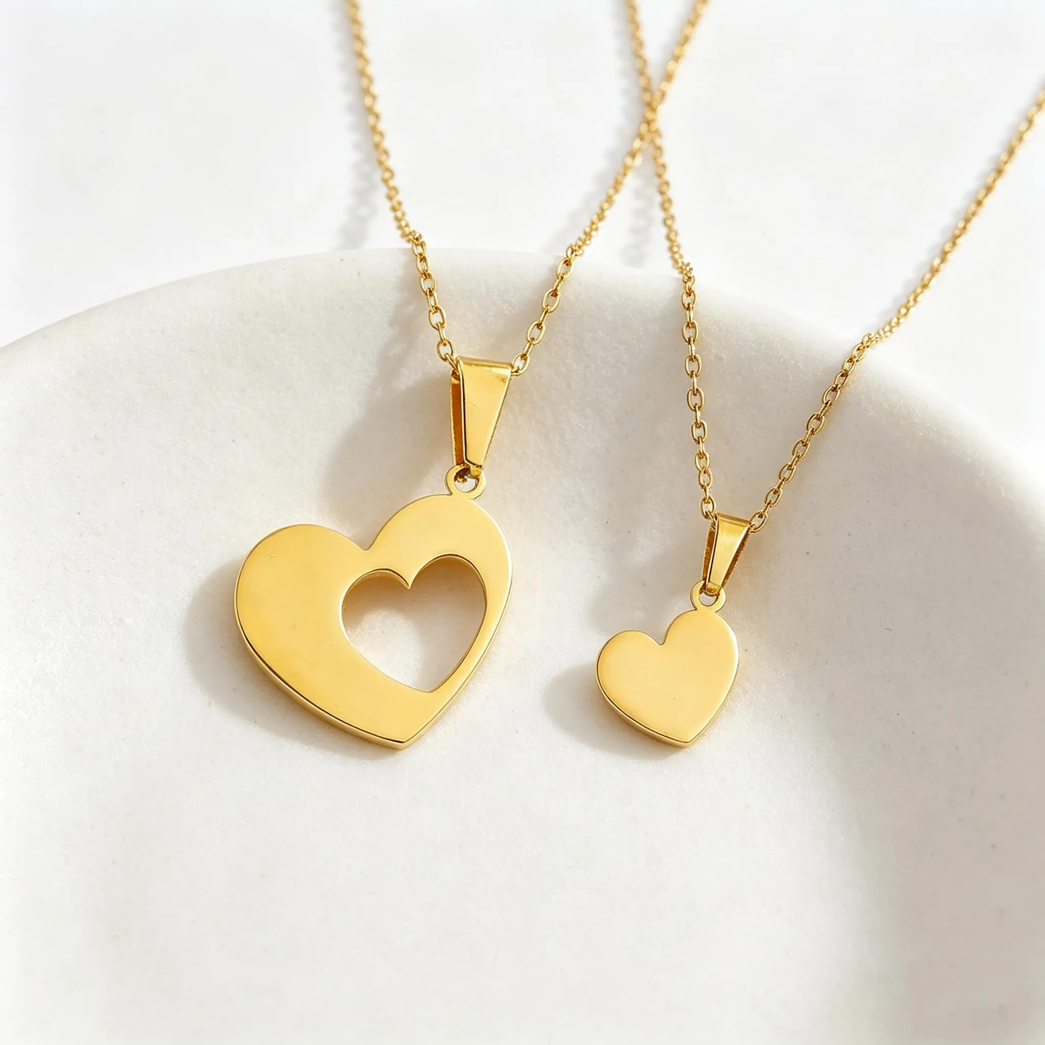 EUEAVAN, collana con ciondolo a forma di cuore spezzato, BFF Foever due mezzi cuori, collana abbinata a forma di cuore, gioielli per coppie, regalo, Moyen, Acciaio inossidabile, Senza Gemme - immagine 5
