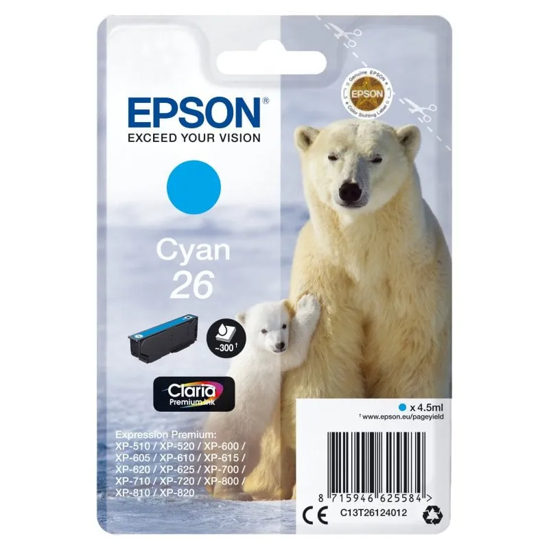 Cartuccia Epson Polar Bear 26 ciano (etichetta RF) - immagine 1