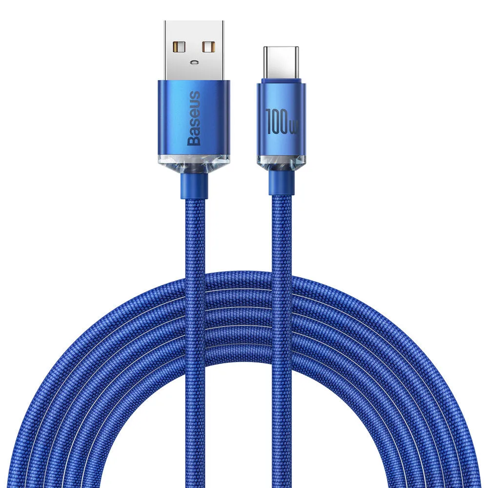 Cavo dati e ricarica da USB-A a USB-C Baseus Crystal Shine Series, 100W, 2m, blu CAJY000503 - immagine 1