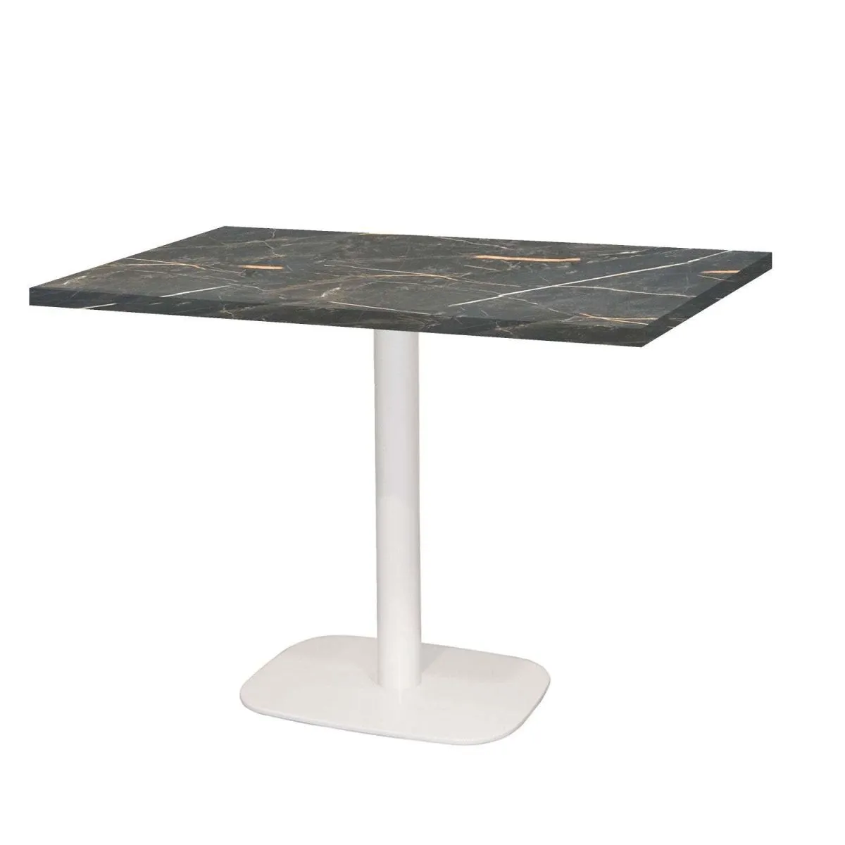 RestooTab Tavolo Round rettangolare base bianco - laminato pietra; 120x70x75 cm (LxLxH); Piano tavolo grigio pietra, struttura bianco; rettangolare - immagine 1