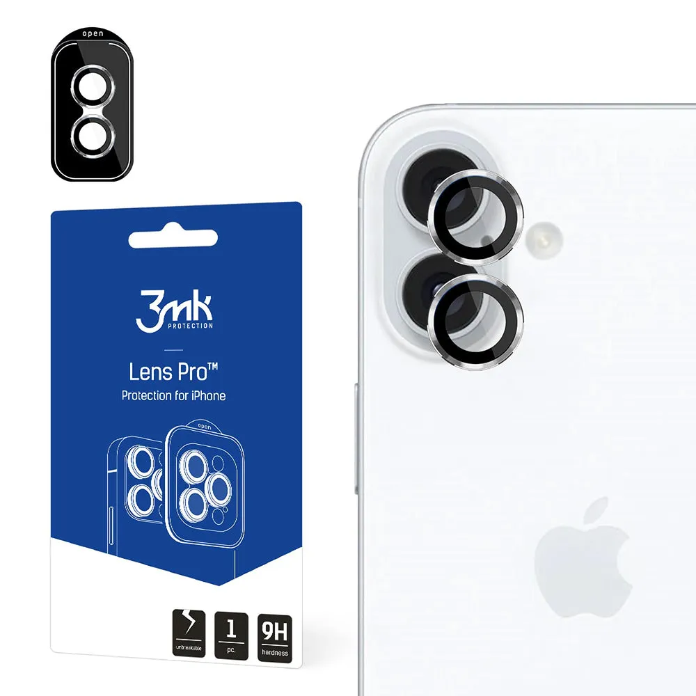 Pellicola protettiva per fotocamera posteriore 3MK Protection Pro per Apple iPhone 16 Plus / 16, Vetro temperato, Argento - immagine 1