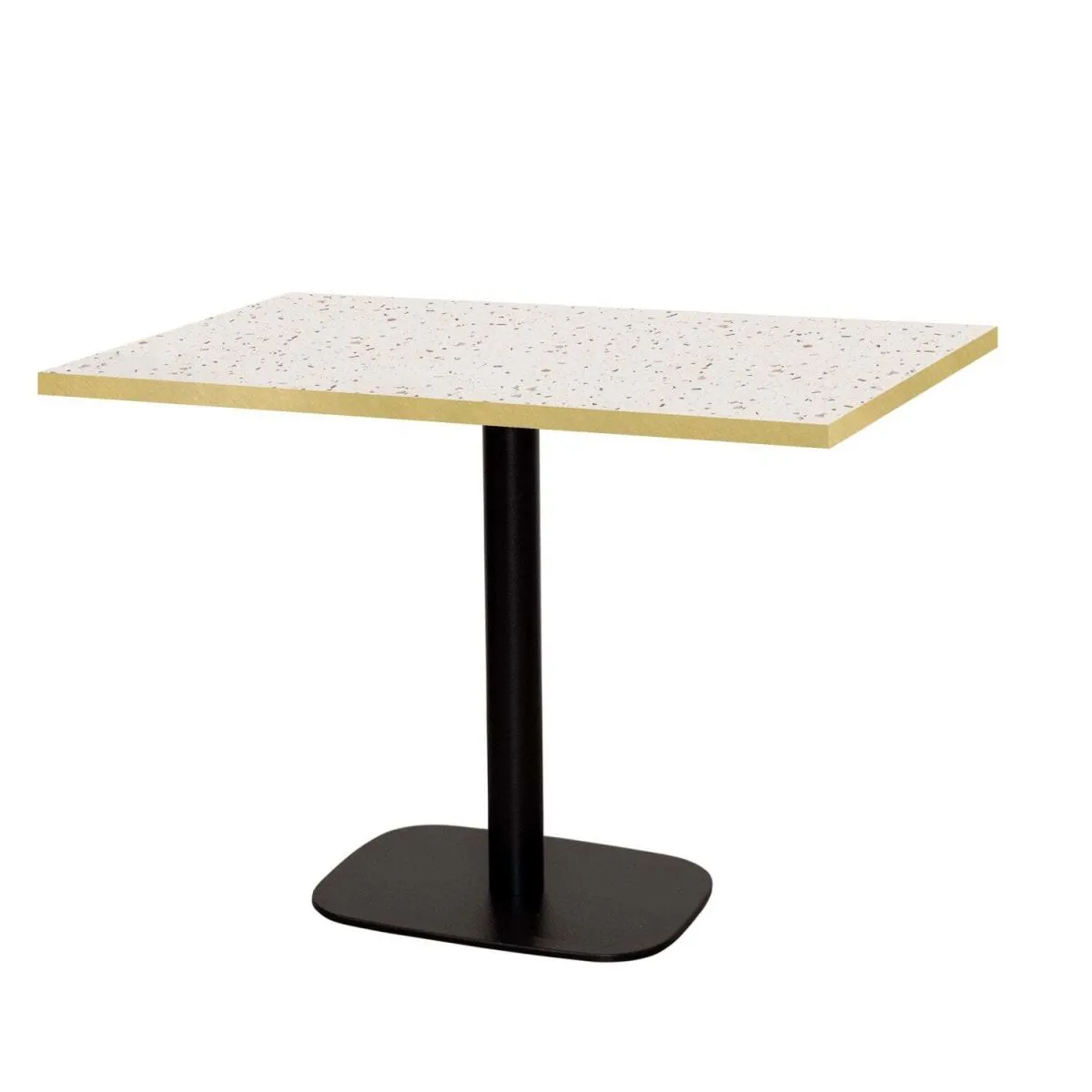 RestooTab Tavolo Round rettangolare - bordi color ottone; 120x70x75 cm (LxLxH); Piano tavolo terazzo, struttura nero; rettangolare - immagine 1