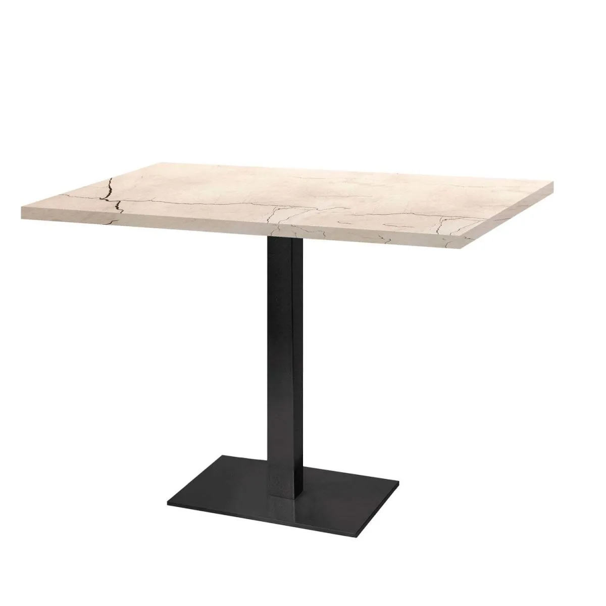 RestooTab Tavolo rettangolare Milano - laminato pietra & legno; 120x70x75 cm (LxLxH); Piano tavolo bianco lana/marmorizzato, struttura nero; rettangolare - immagine 1