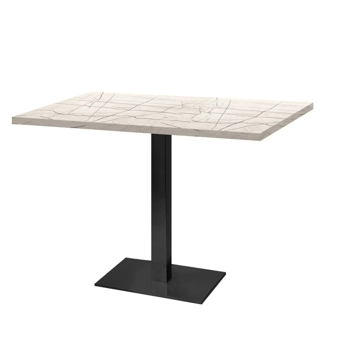 RestooTab Tavolo rettangolare Milano - laminato pietra & legno; 120x70x75 cm (LxLxH); Piano tavolo bianco lana/grigio/marmorizzato, struttura nero; rettangolare - immagine 1