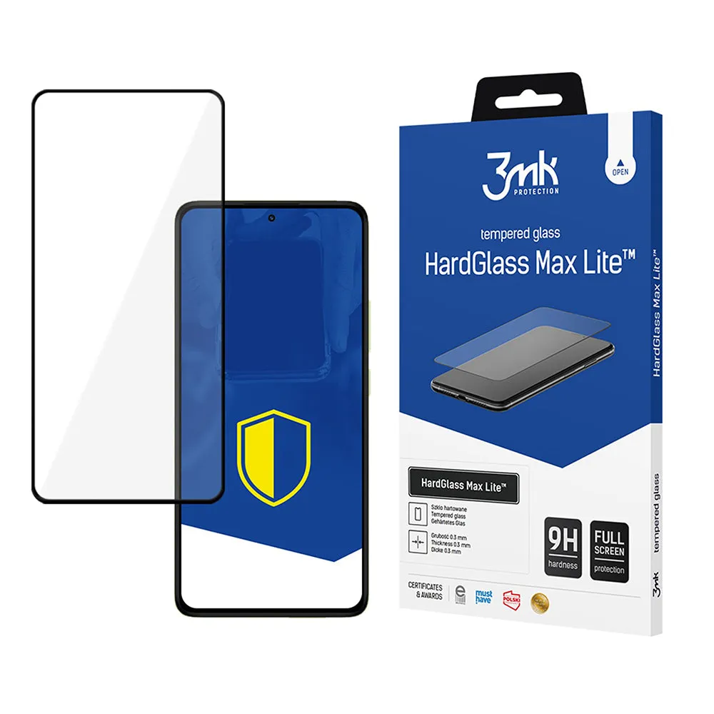 Pellicola protettiva per schermo 3MK HardGlass Max Lite per Xiaomi Redmi Note 14 Pro 4G / Note 14 Pro+ 5G, Vetro temperato, Full Glue, Nero - immagine 1