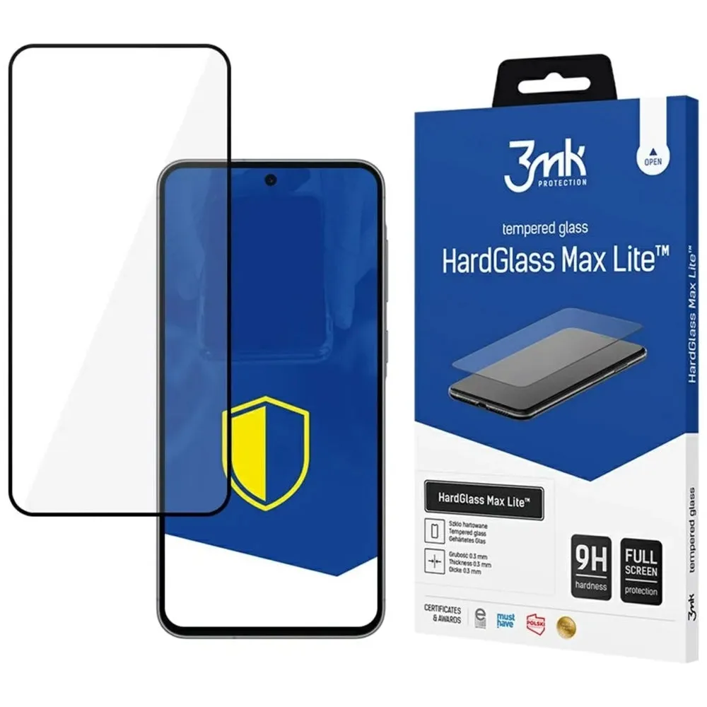 Pellicola protettiva per schermo 3MK HardGlass Max Lite per Samsung Galaxy A56 A566 / A36 A366, Vetro Temperato, Full Glue, Nero - immagine 1