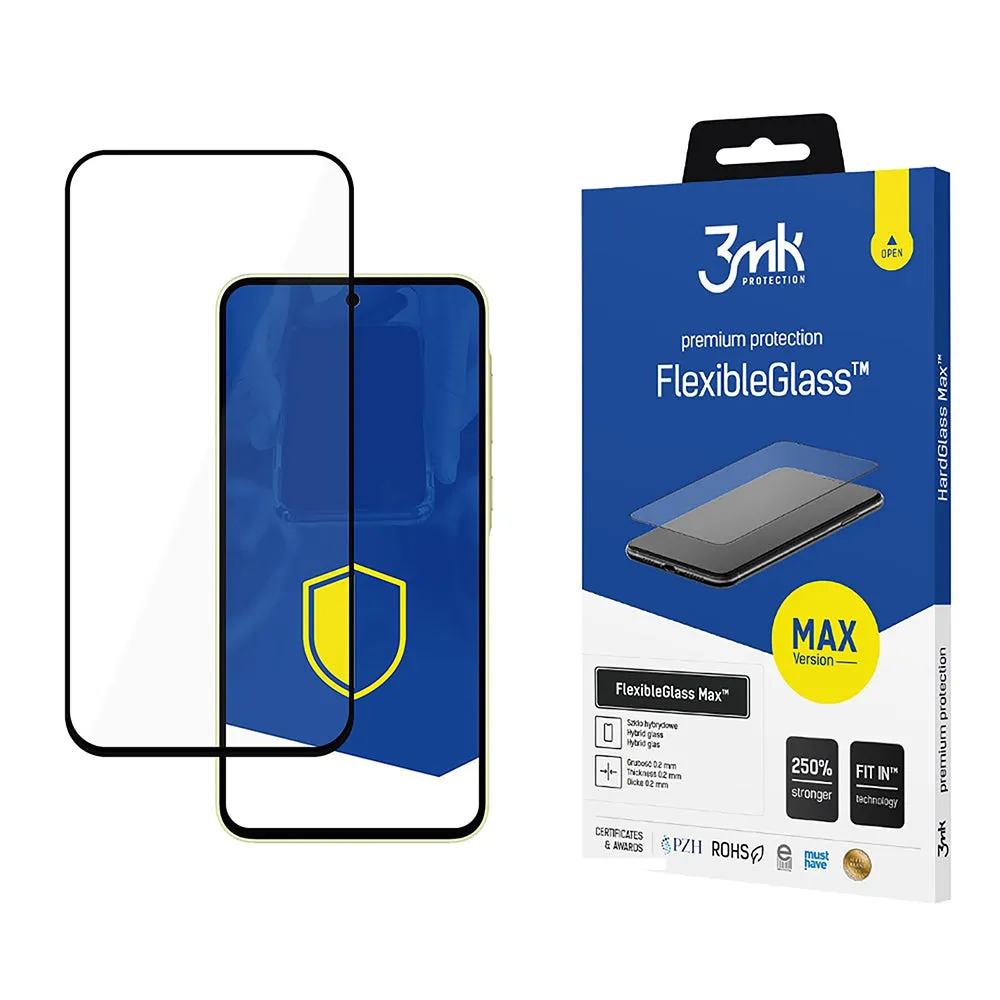 Pellicola protettiva per schermo 3MK FlexibleGlass Max per Samsung Galaxy A35 5G A356, Vetro Flessibile, Full Glue, Nero - immagine 1