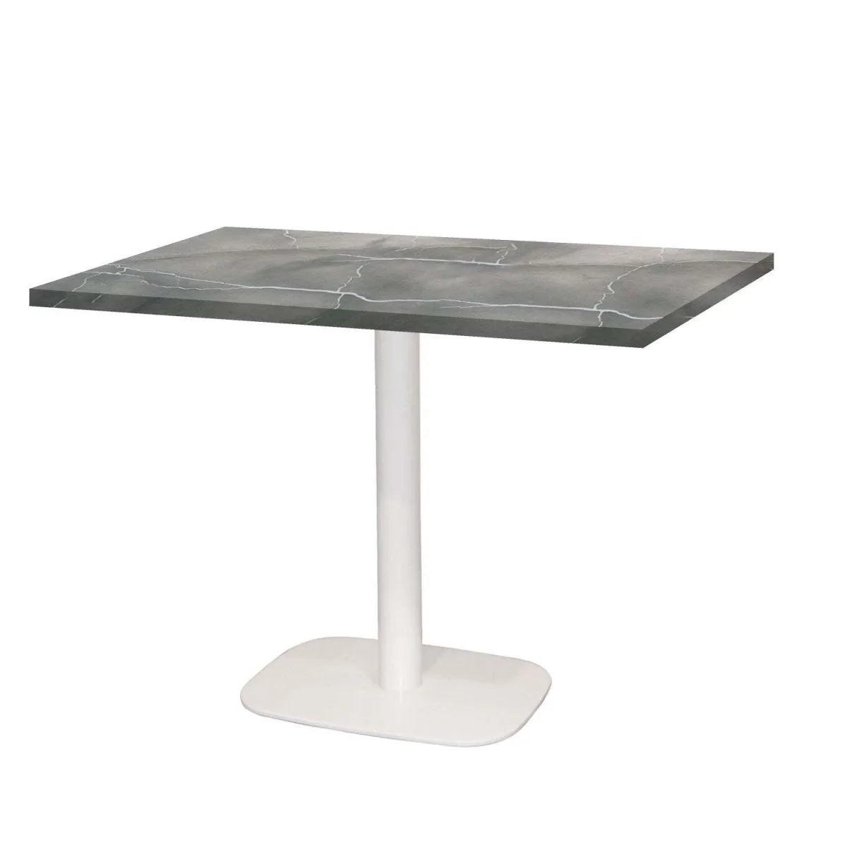 RestooTab Tavolo Round rettangolare base bianco - laminato pietra; 120x70x75 cm (LxLxH); Piano tavolo grigio/blu/marmorizzato, struttura bianco; rettangolare - immagine 1