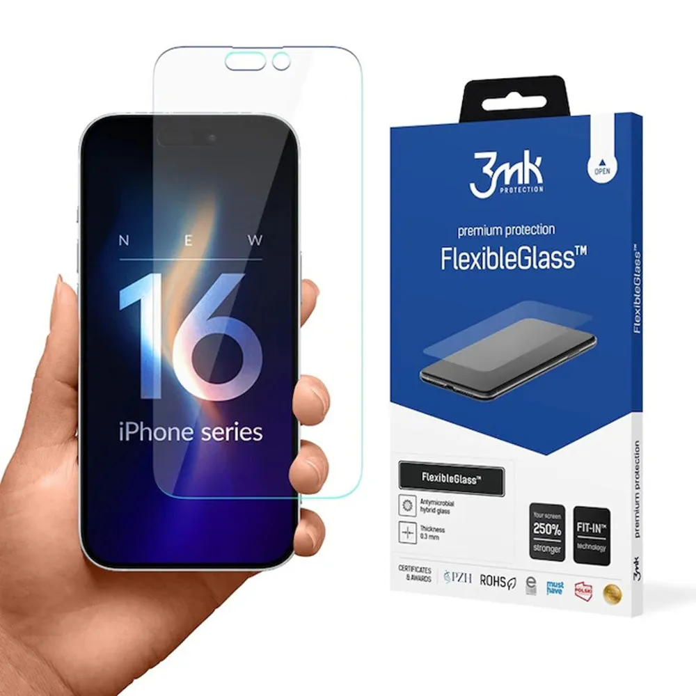 Pellicola protettiva per schermo 3MK FlexibleGlass per Apple iPhone 16 Pro Max, Vetro Flessibile, Colla Totale - immagine 1