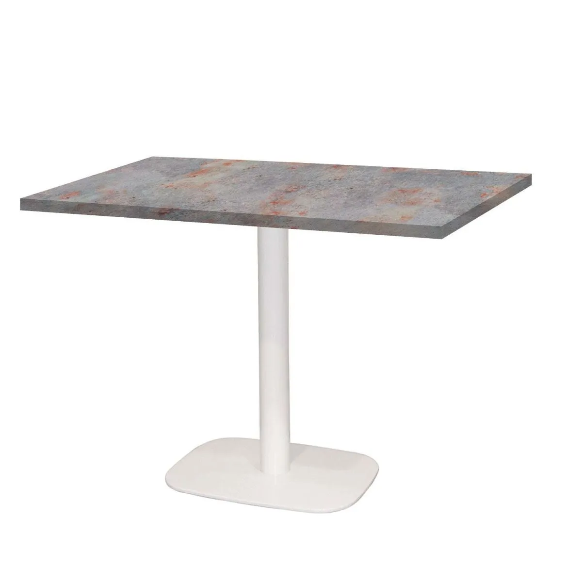 RestooTab Tavolo Round rettangolare base bianco - laminato pietra; 120x70x75 cm (LxLxH); Piano tavolo metallo arrugginito, struttura bianco; rettangolare - immagine 1