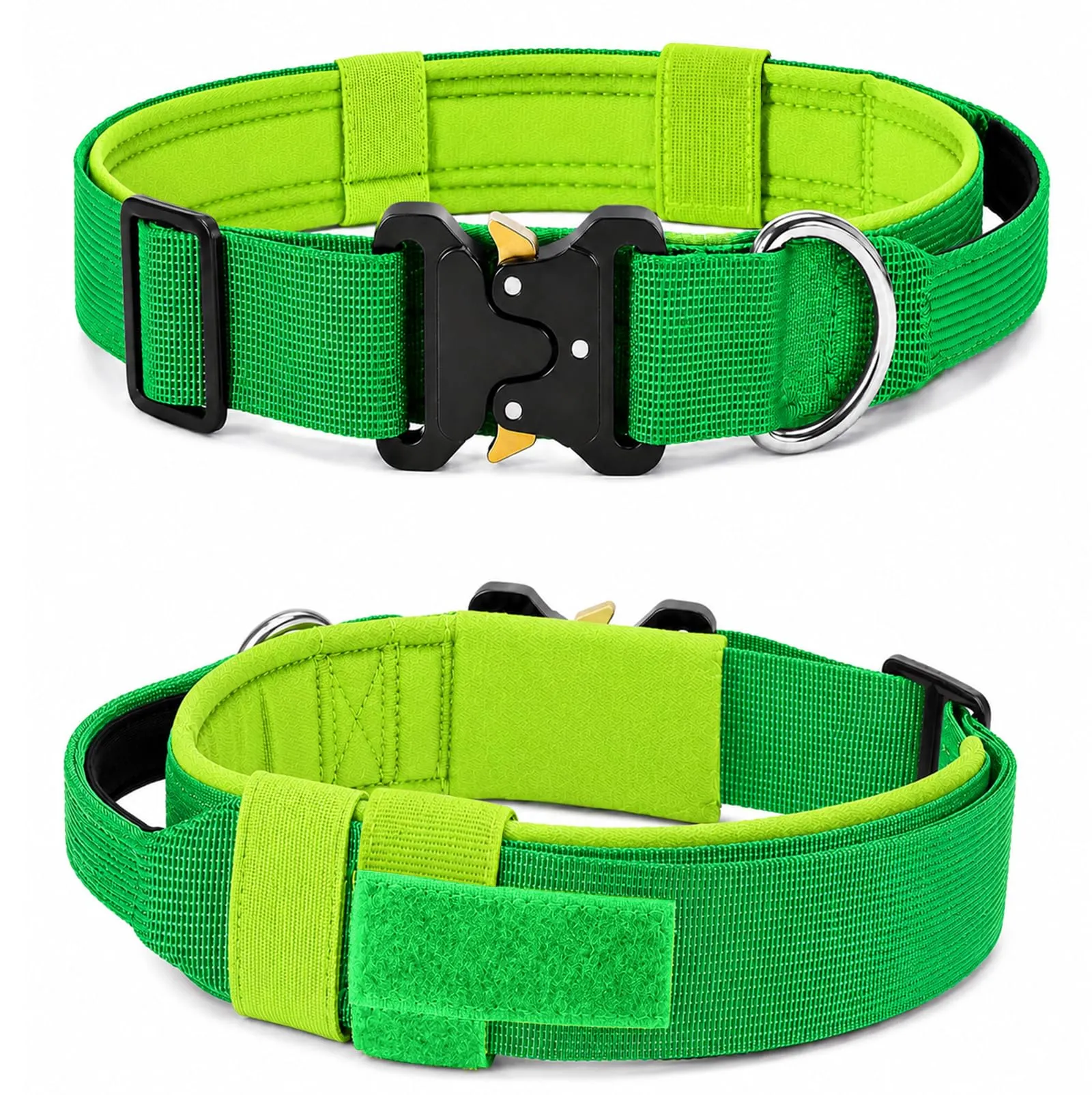 Collare Cane, Collare Tattico Regolabile per Cani Taglia Grande e Media, Larga 3,8 cm, Collari Militare in Nylon per Cani con Maniglia e Robusta Fibbia Metallica Sblocco Rapido (Verde, L) - immagine 8