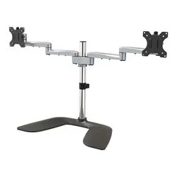 Supporto monitor TV scrivania ( 8 Kg ) VESA 100 x 100 Doppio Display Black e Silver ARMDUALSS - immagine 1