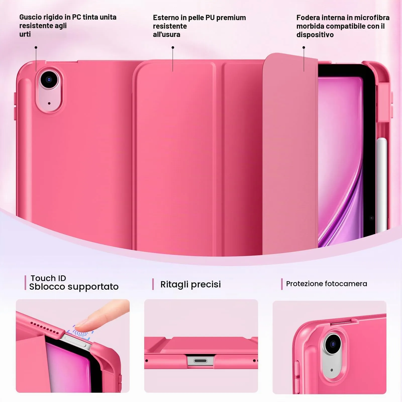 MoKo Custodia Sottile per iPad Air 11 ", iPad Air 5a/4a Gen, Rosso - immagine 3