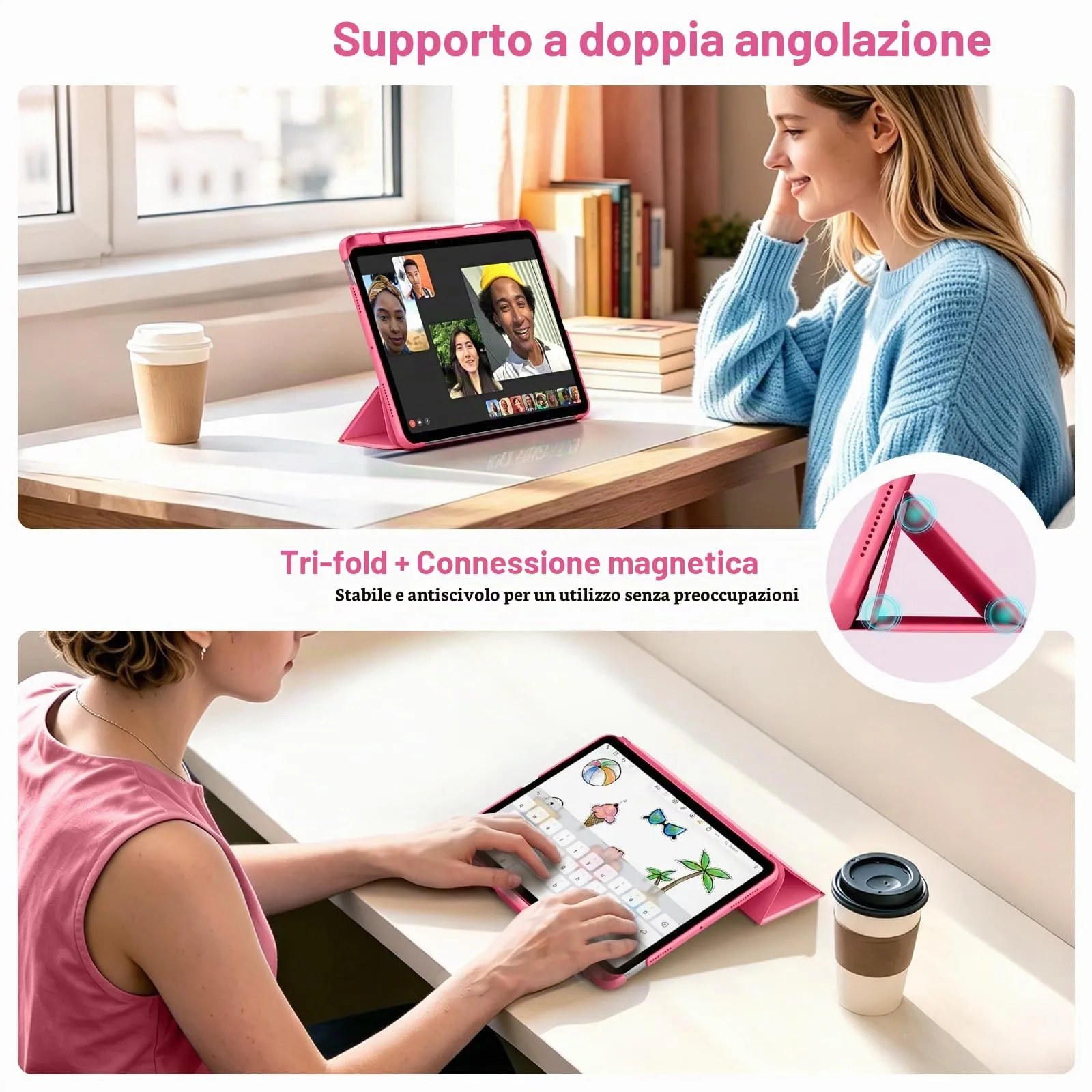 MoKo Custodia Sottile per iPad Air 11 ", iPad Air 5a/4a Gen, Rosso - immagine 4