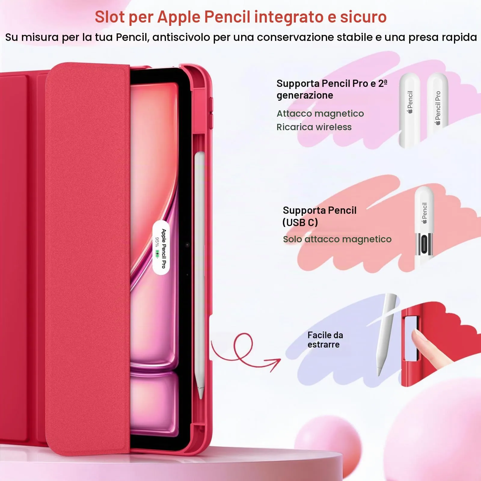 MoKo Custodia Sottile per iPad Air 11", iPad Air 5a/4a Gen, Vino Rosso - immagine 5