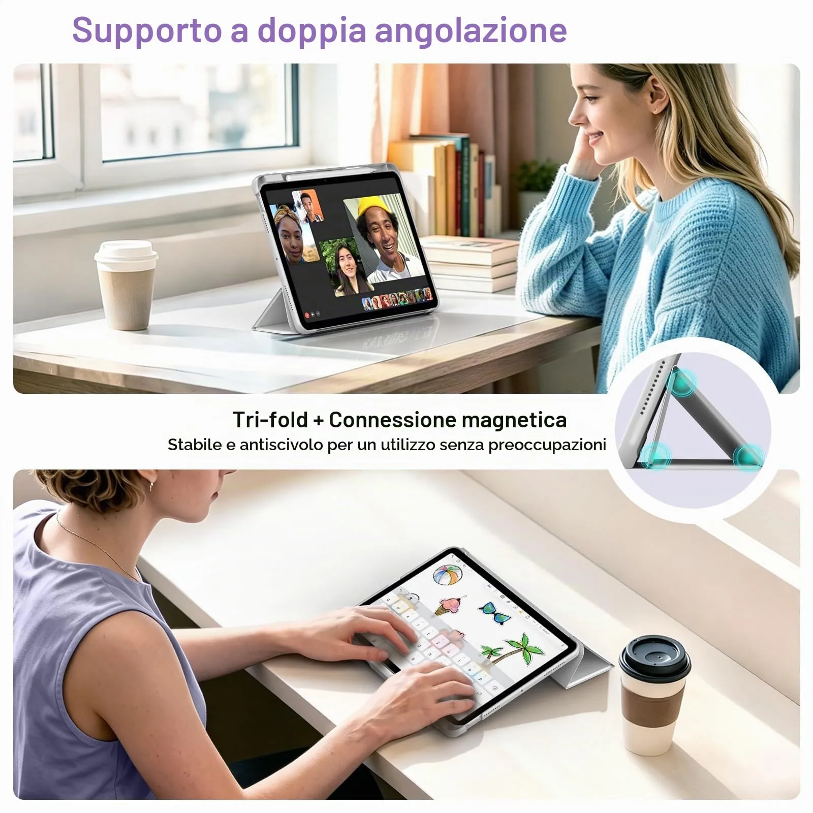 MoKo Custodia Sottile per iPad Air 11", iPad Air 5a/4a Gen,Grigio Brillante - immagine 4