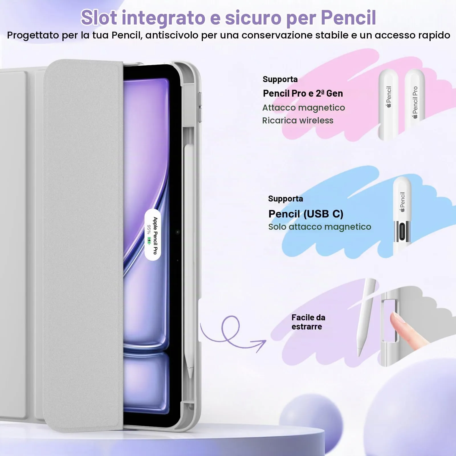 MoKo Custodia Sottile per iPad Air 11", iPad Air 5a/4a Gen,Grigio Brillante - immagine 5