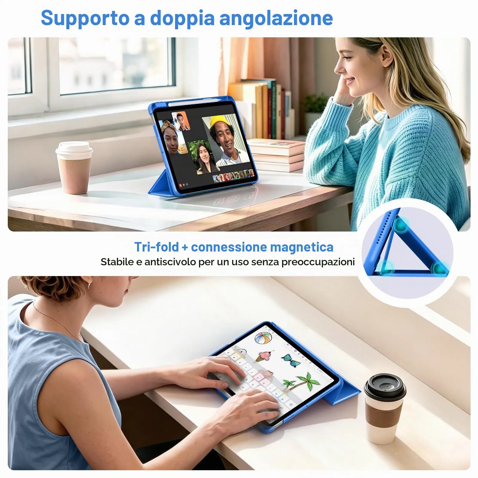 MoKo Custodia Sottile per iPad Air 11", iPad Air 5a/4a Gen, Blu Cobalto - immagine 4