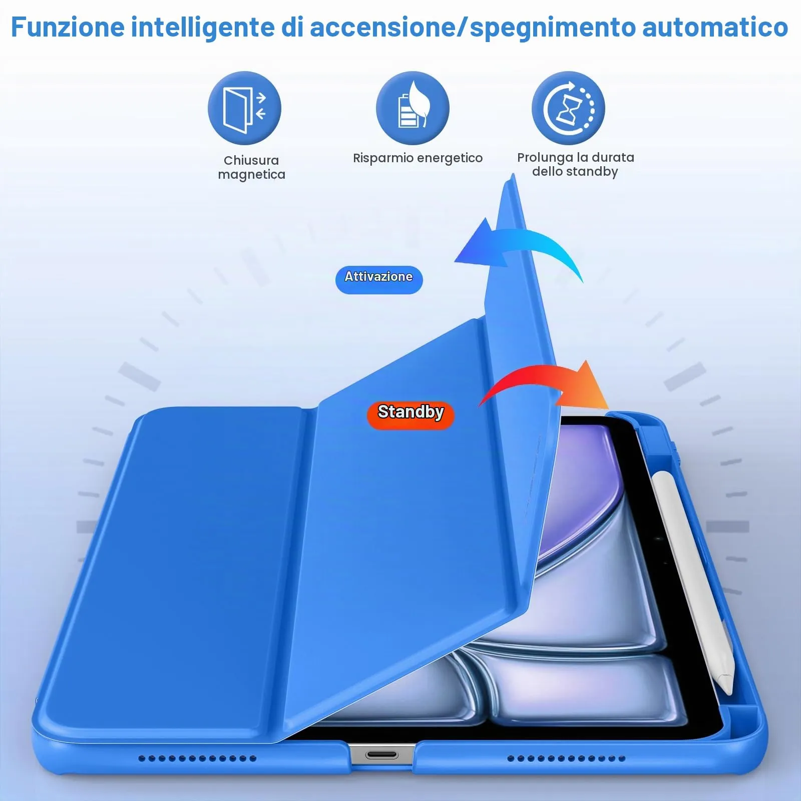 MoKo Custodia Sottile per iPad Air 11", iPad Air 5a/4a Gen, Blu Cobalto - immagine 6