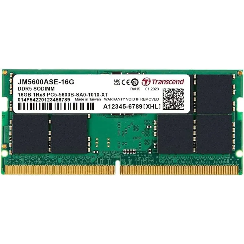SODIMM 16GB 5600Mhz DDR5 TRANSCEND 1.1V CL40 1Rx8 JM5600ASE-16G - immagine 1