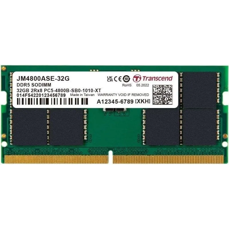 Memoria RAM Transcend JetRam 32GB 1x32GB DDR5 4800MHz CL40 SO-DIMM - immagine 1