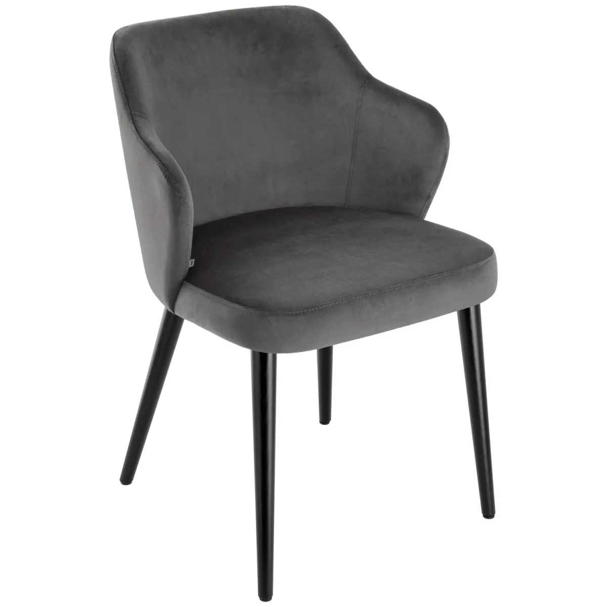 VEGA Poltroncina Katya in velluto; 55x58x81 cm (LxPxH); seduta grigio, struttura nero - immagine 1