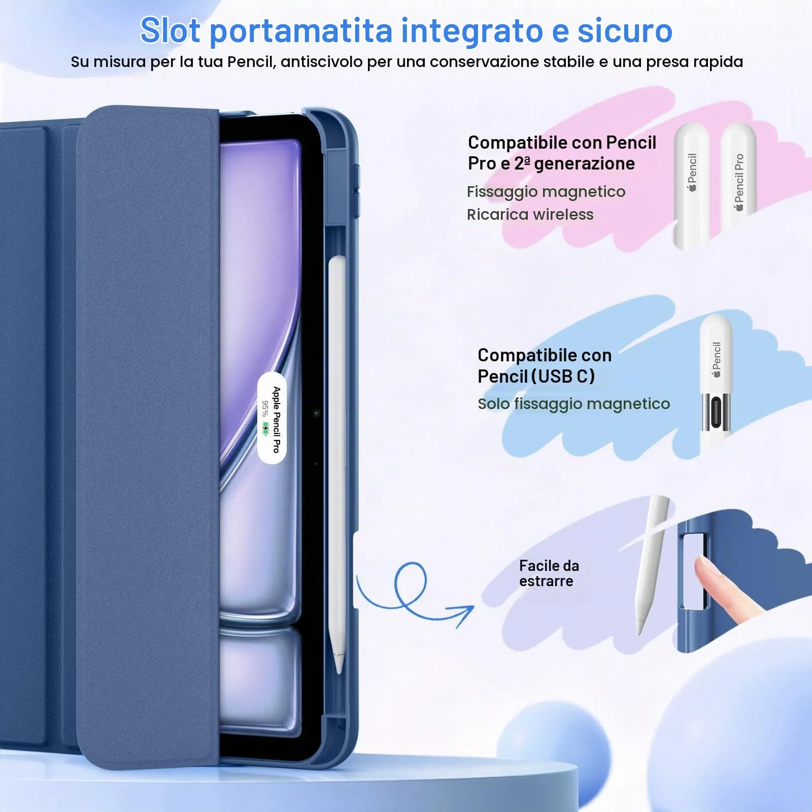 MoKo Custodia Sottile per iPad Air 11", iPad Air 5a/4a Gen, Grigio Blu - immagine 5