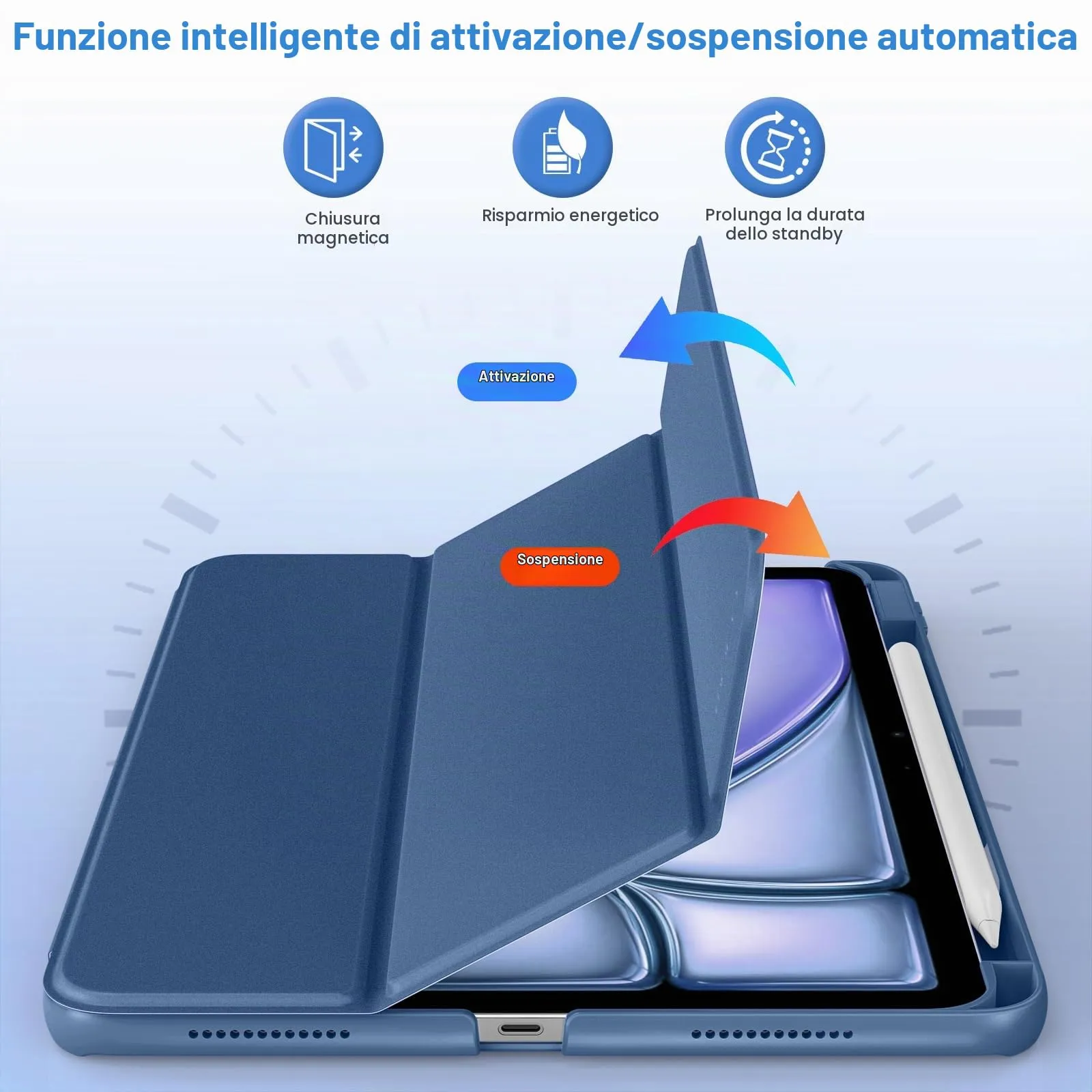 MoKo Custodia Sottile per iPad Air 11", iPad Air 5a/4a Gen, Grigio Blu - immagine 6