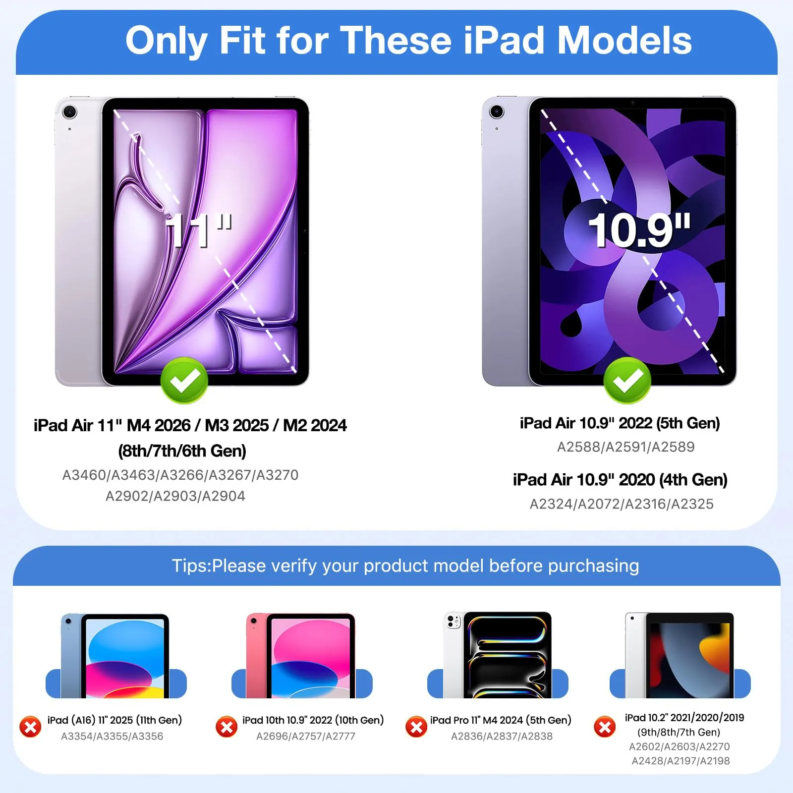 MoKo Custodia Sottile per iPad Air 11", iPad Air 5a/4a Gen, Cielo Blu - immagine 2