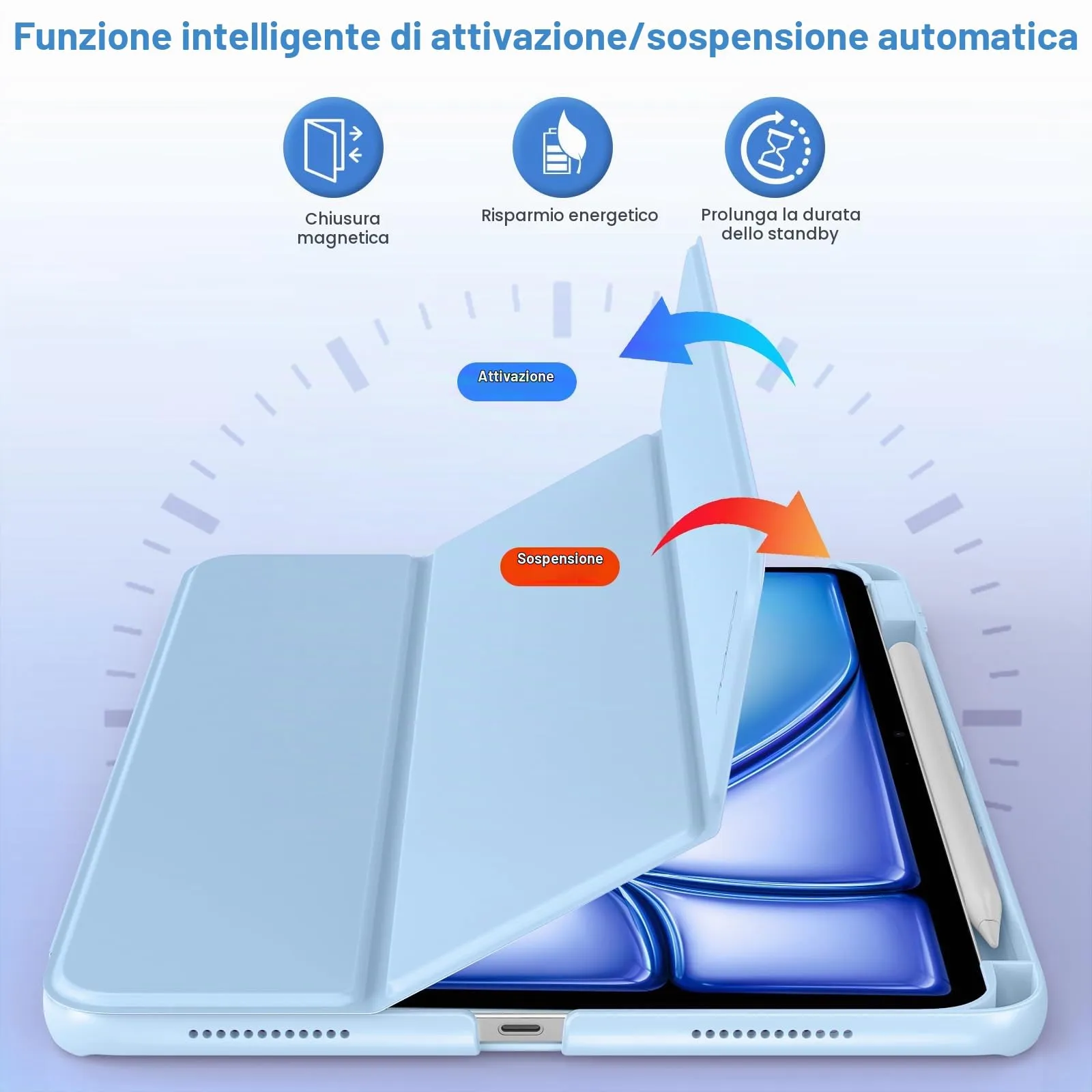 MoKo Custodia Sottile per iPad Air 11", iPad Air 5a/4a Gen, Cielo Blu - immagine 6