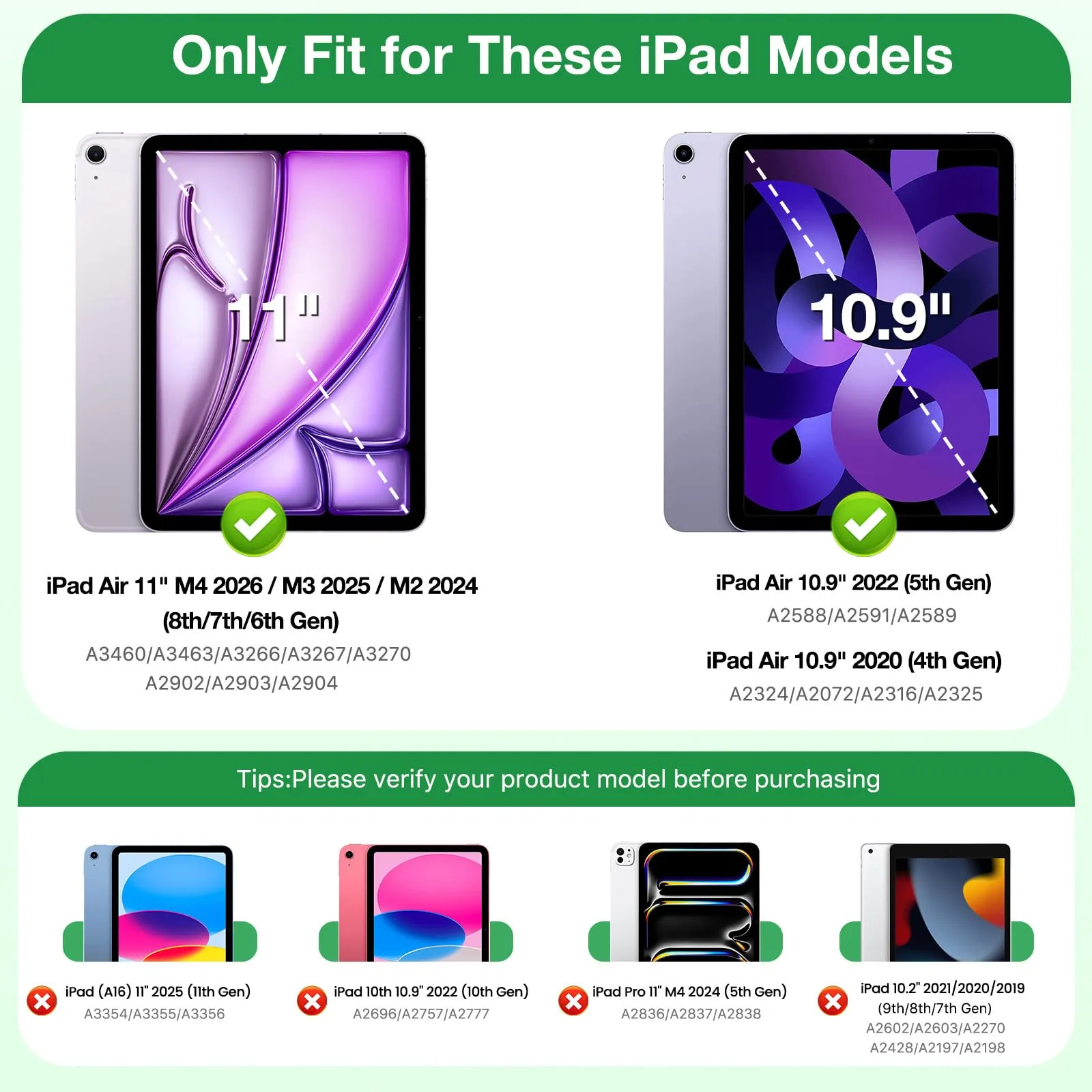 MoKo Custodia Sottile per iPad Air 11", iPad Air 5a/4a Gen, Verde Foresta - immagine 2