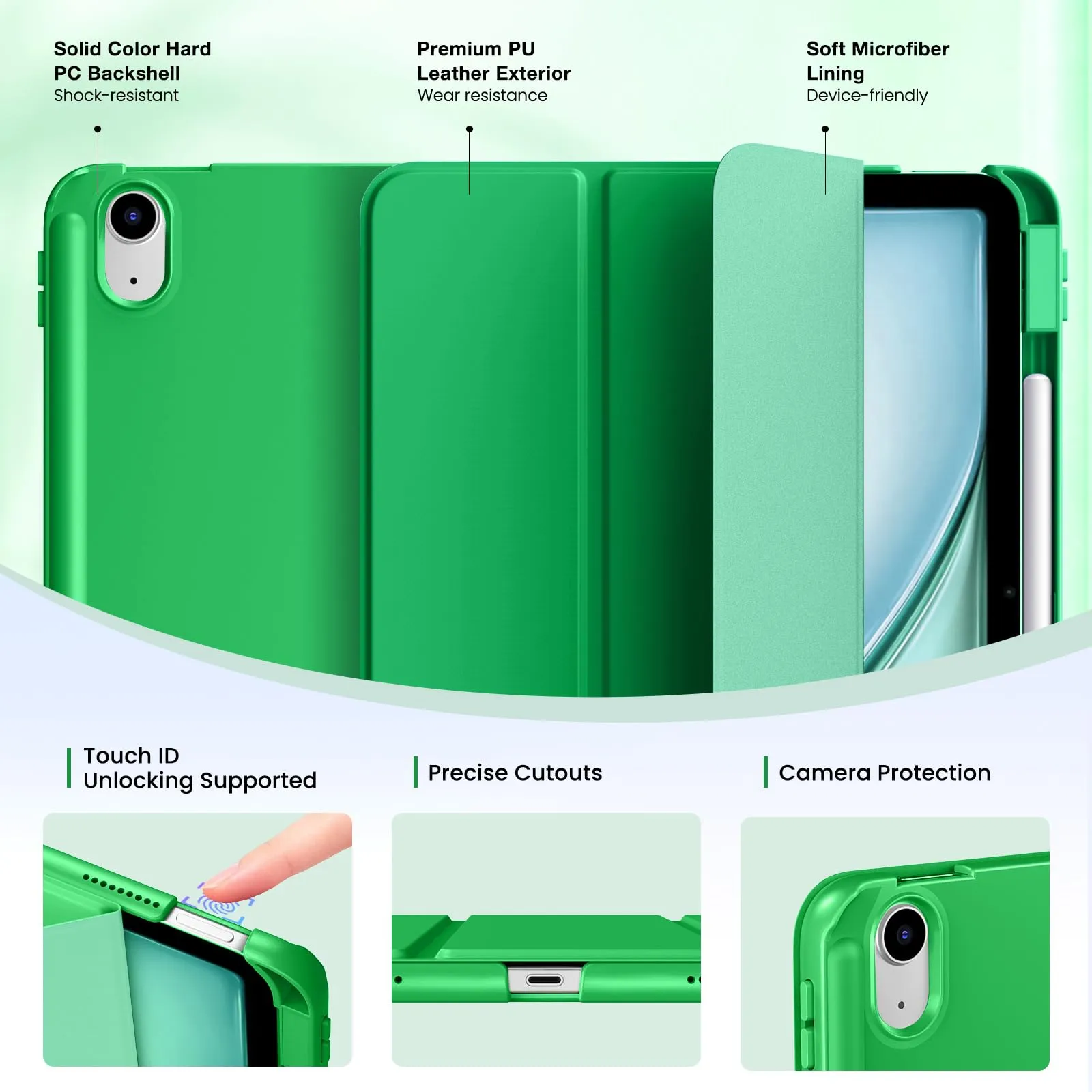 MoKo Custodia Sottile per iPad Air 11", iPad Air 5a/4a Gen, Verde Foresta - immagine 3