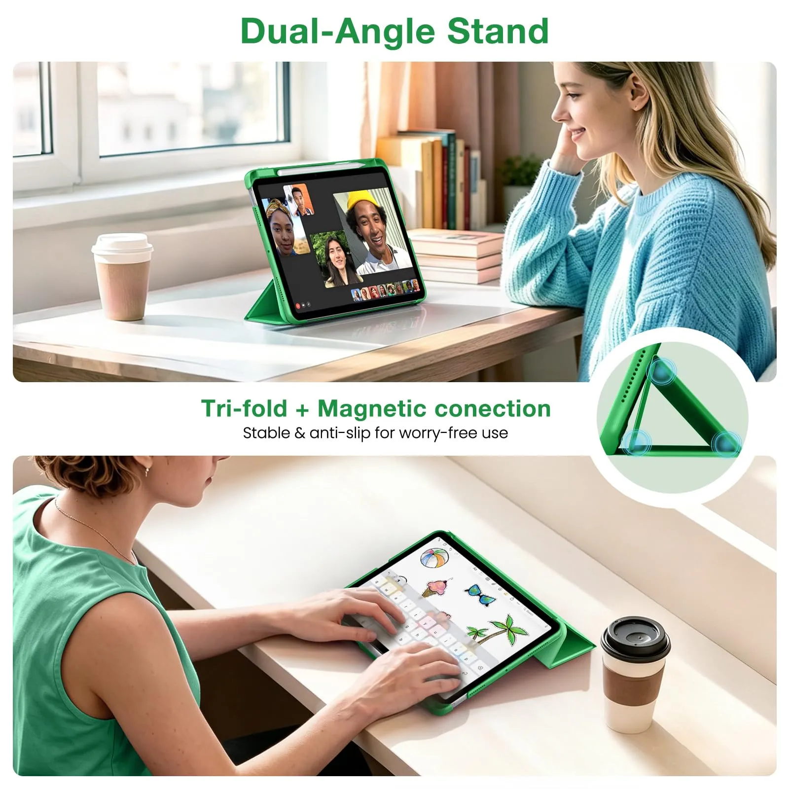 MoKo Custodia Sottile per iPad Air 11", iPad Air 5a/4a Gen, Verde Foresta - immagine 4