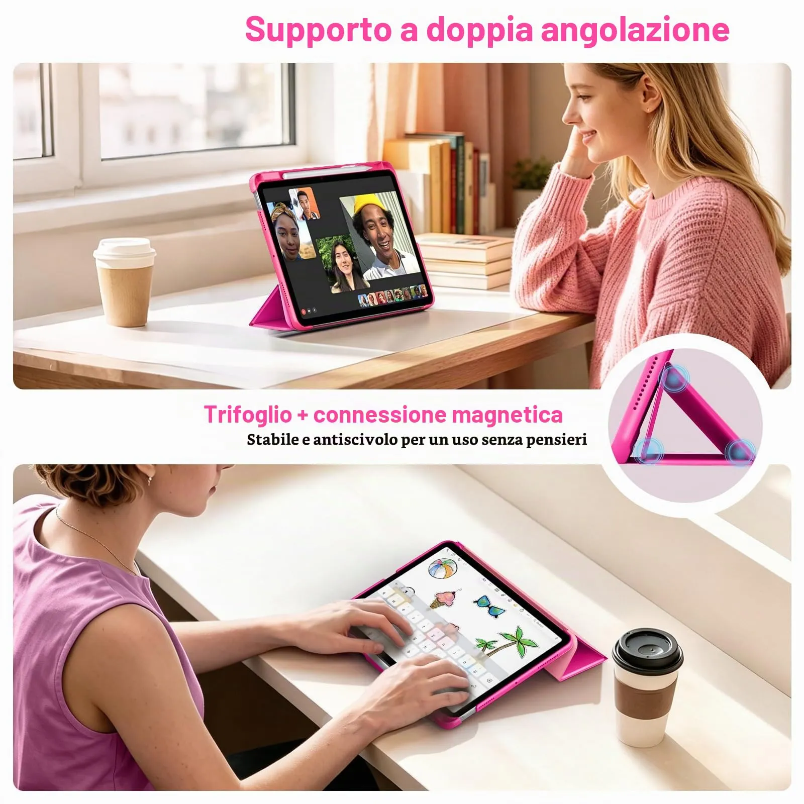 MoKo Custodia Sottile per iPad Air 11", iPad Air 5a/4a Gen, Rosa Persiano - immagine 4