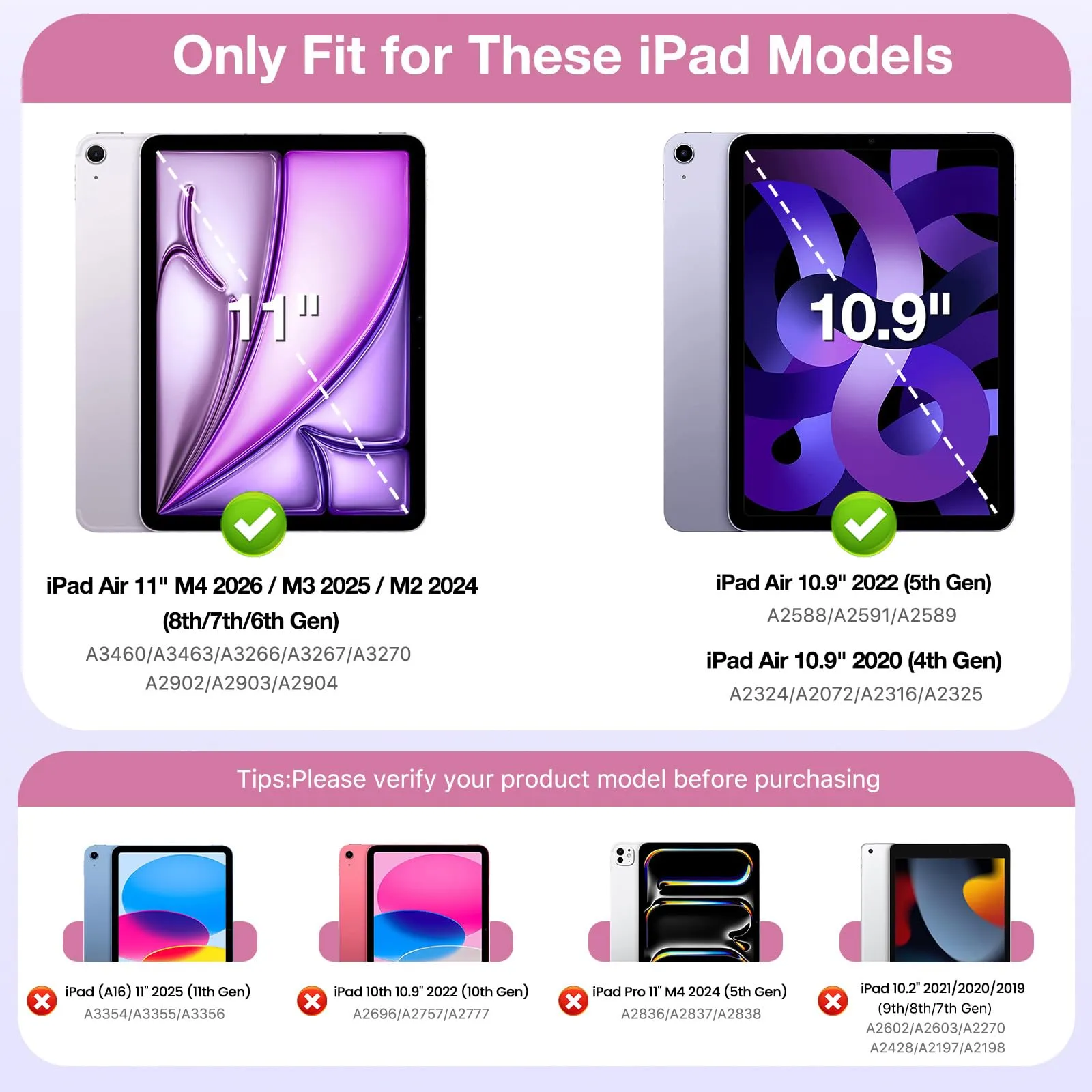 MoKo Custodia Sottile per iPad Air 11 ", iPad Air 5a/4a Gen, Peonía - immagine 2