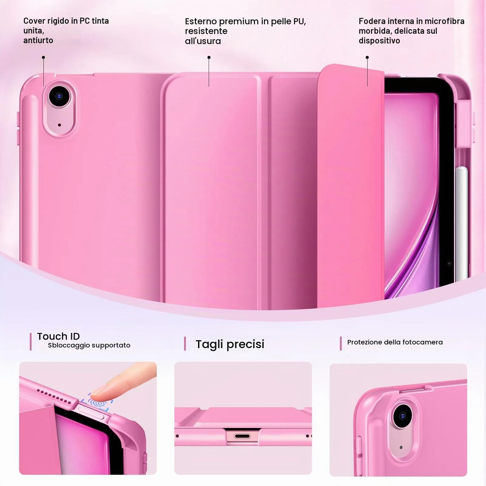 MoKo Custodia Sottile per iPad Air 11 ", iPad Air 5a/4a Gen, Peonía - immagine 3