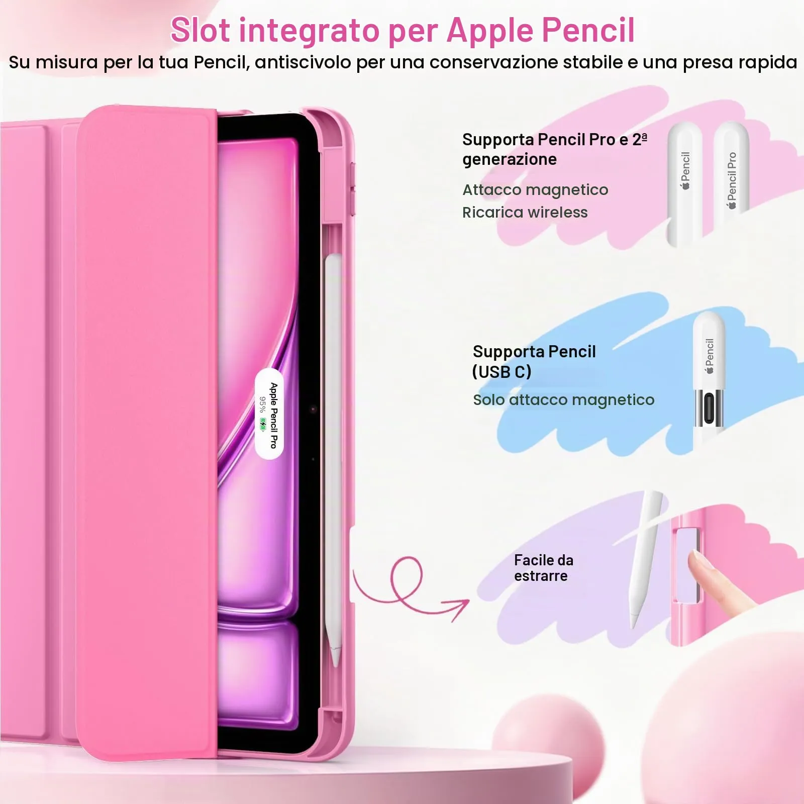 MoKo Custodia Sottile per iPad Air 11 ", iPad Air 5a/4a Gen, Peonía - immagine 5
