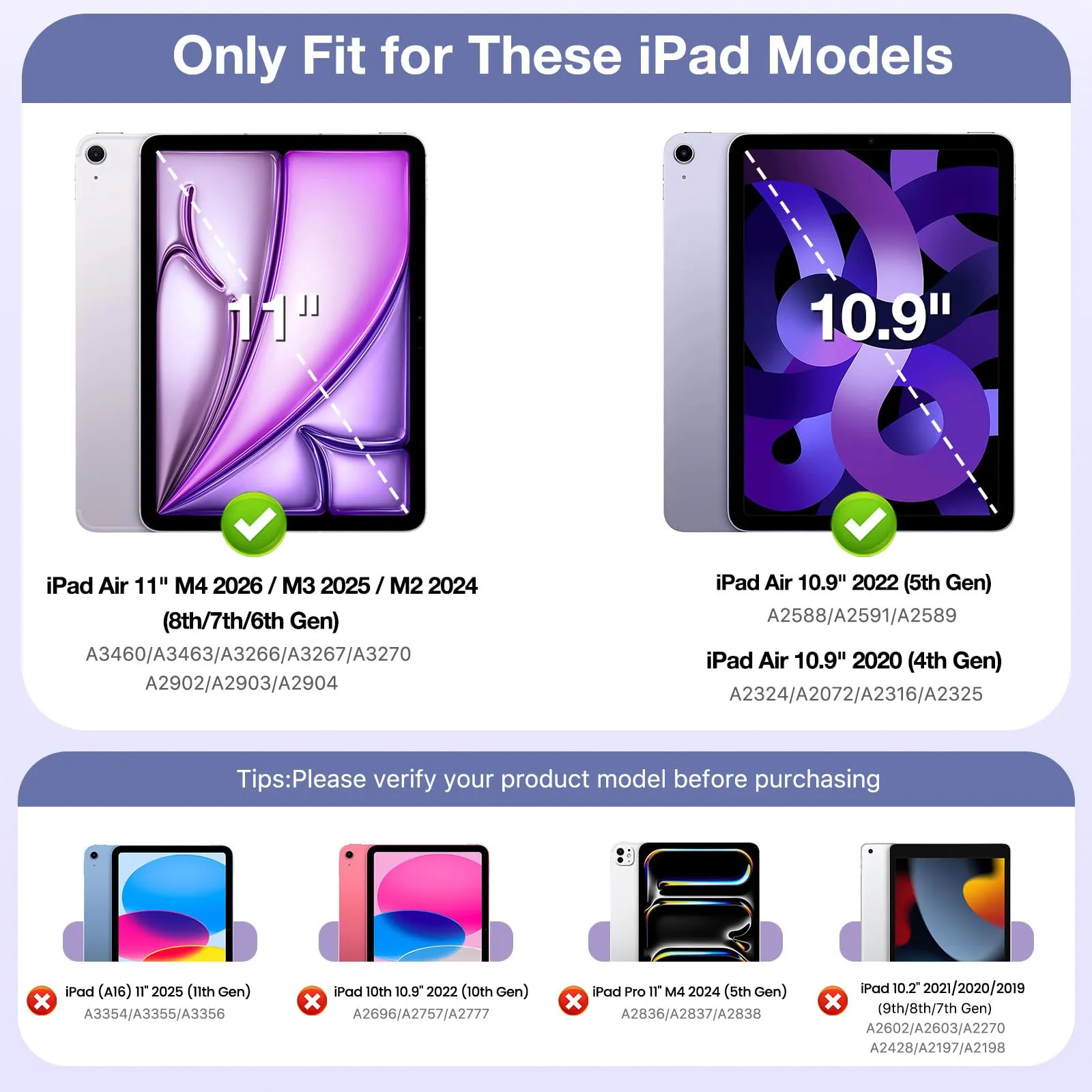 MoKo Custodia Sottile per iPad Air 11", iPad Air 5a/4a Gen, Lavanda Viola - immagine 2