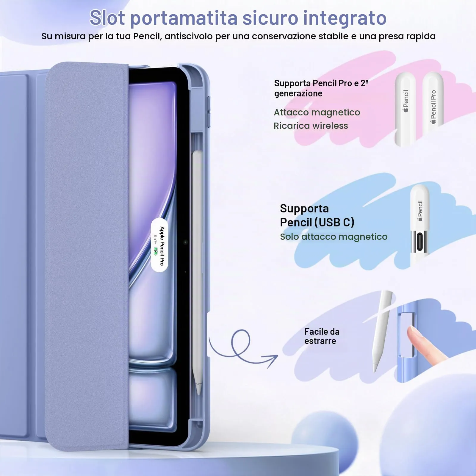 MoKo Custodia Sottile per iPad Air 11", iPad Air 5a/4a Gen, Lavanda Viola - immagine 5
