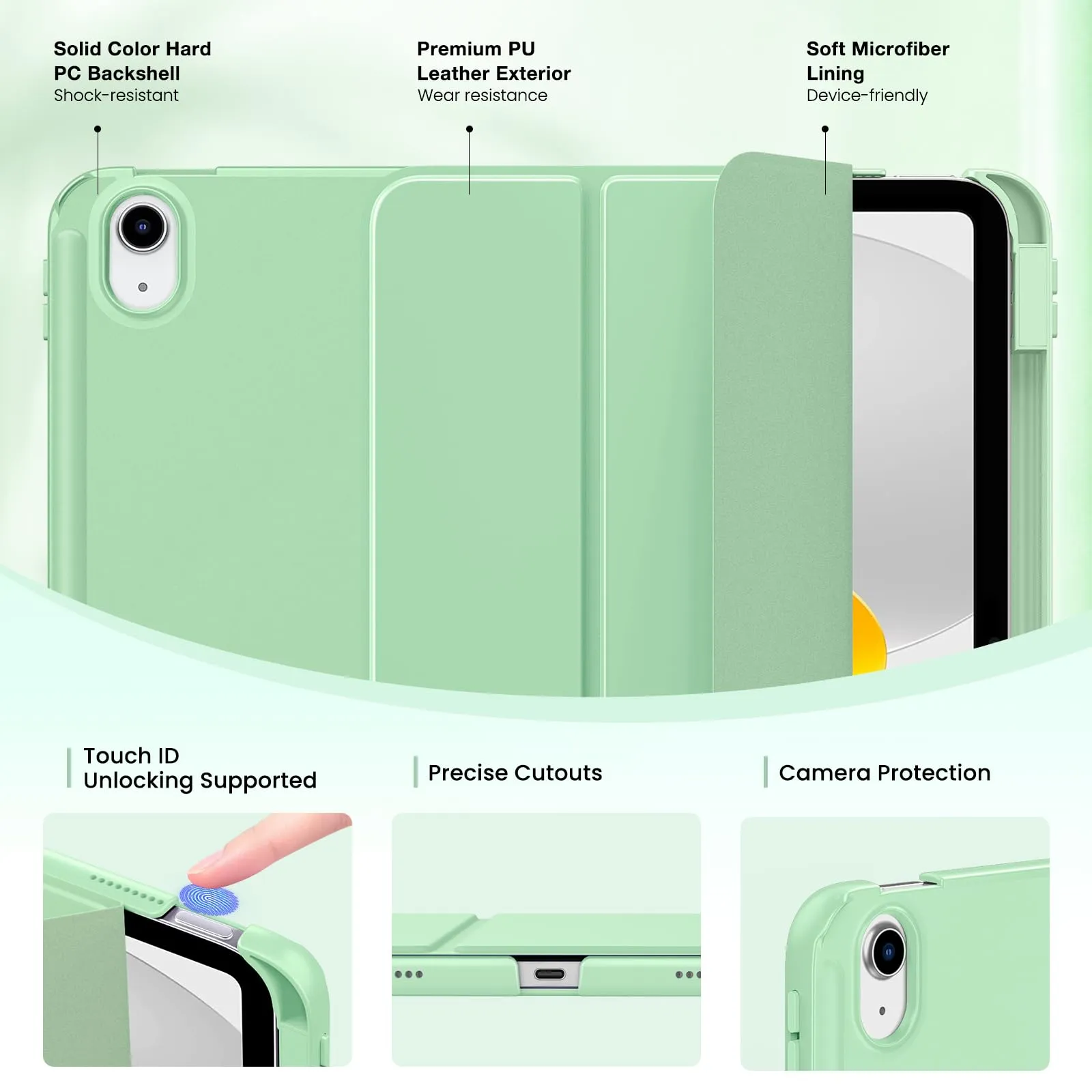 MoKo per iPad A16 11ª/10ª Generazione Custodia con Portapenne, Verde - immagine 3