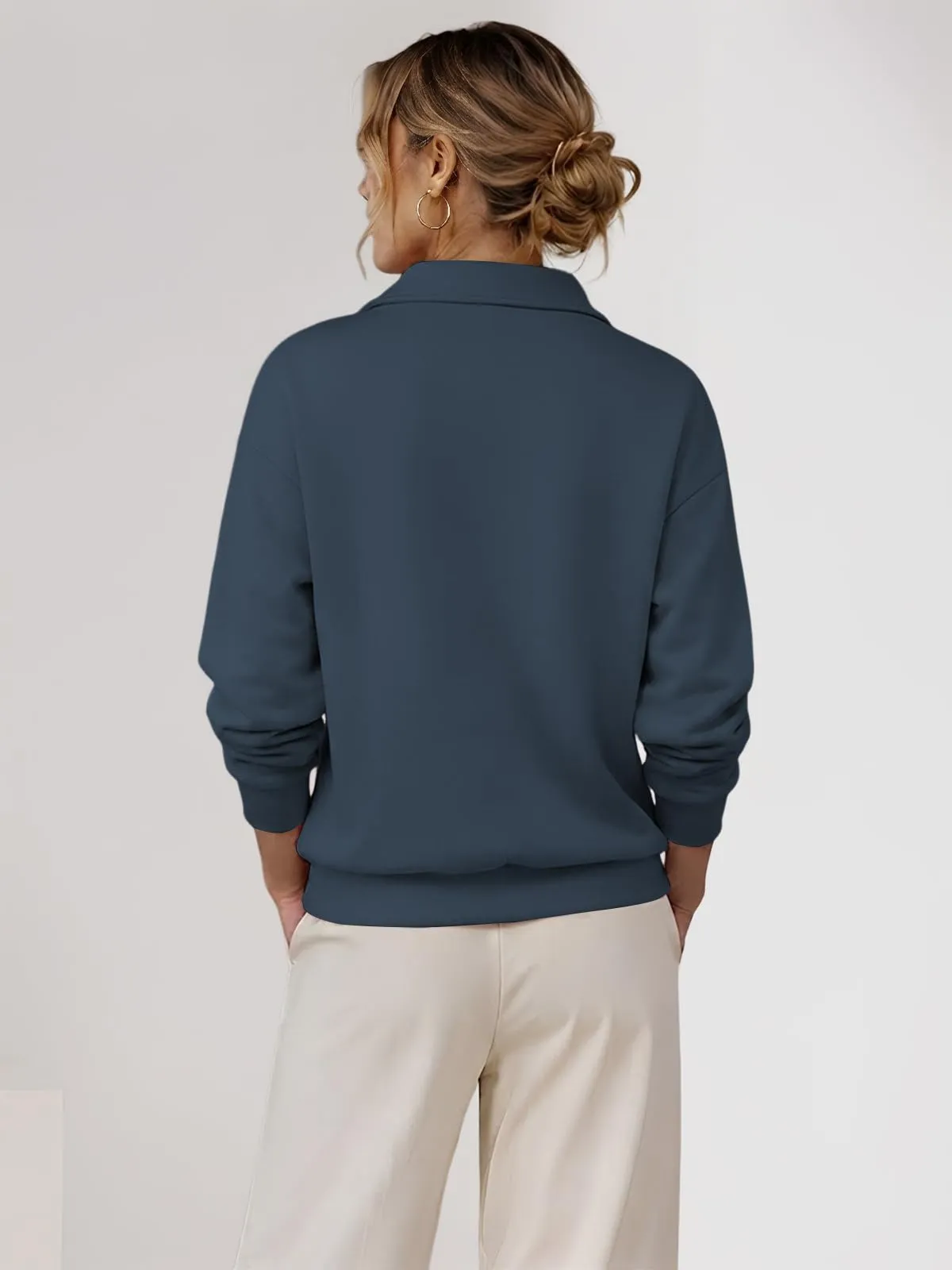 CUPTACC Felpa Donna Invernale High Neck Maglietta Tops Blu Scuro XXL 50 - immagine 5