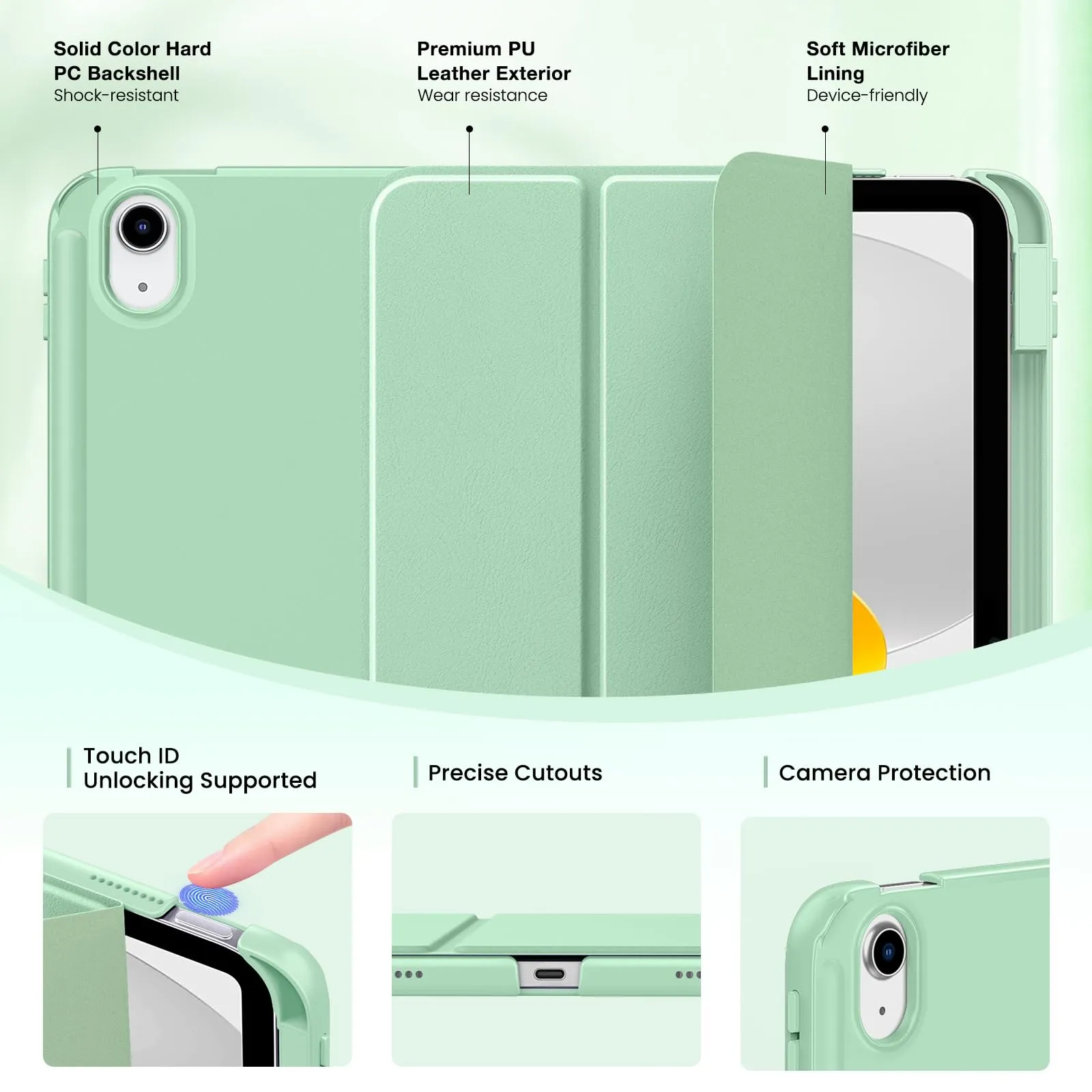 MoKo per iPad A16 11ª/10ª Generazione Custodia con Portapenne, Verde Agave - immagine 3