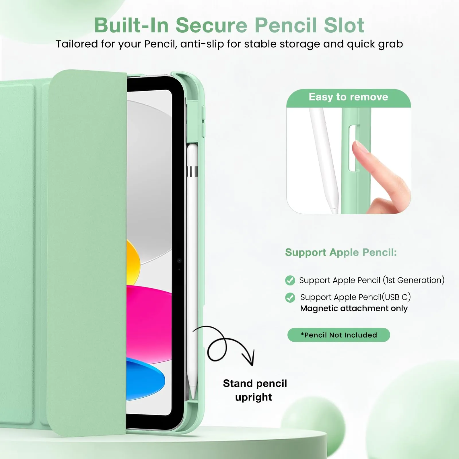 MoKo per iPad A16 11ª/10ª Generazione Custodia con Portapenne, Verde Agave - immagine 5