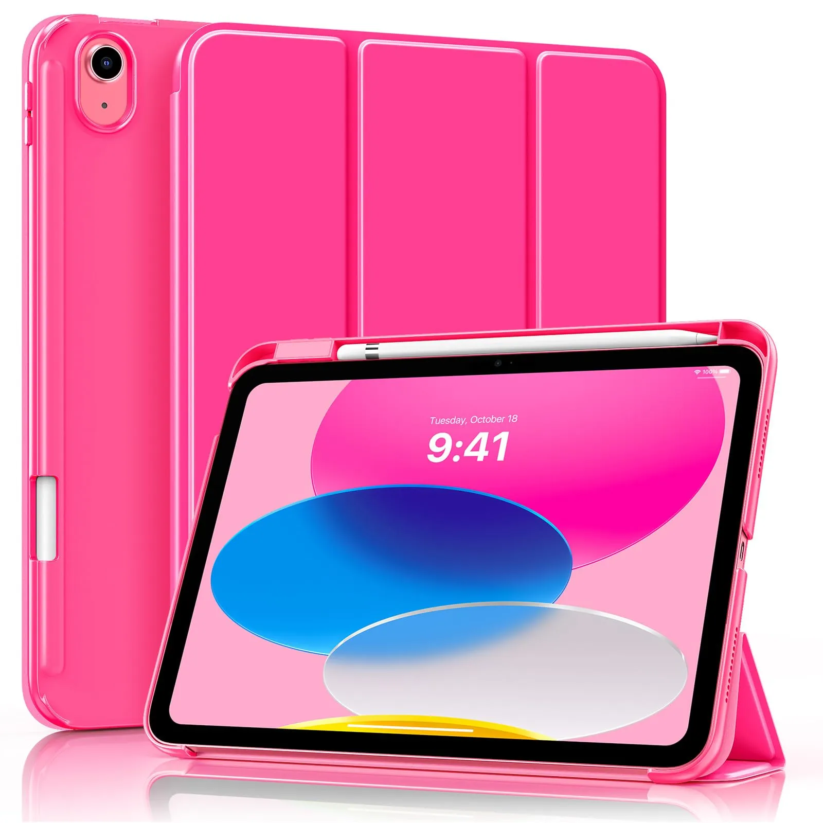 MoKo per iPad A16 11ª/10ª Gen Custodia con Portapenne, Rosa Brillante - immagine 1