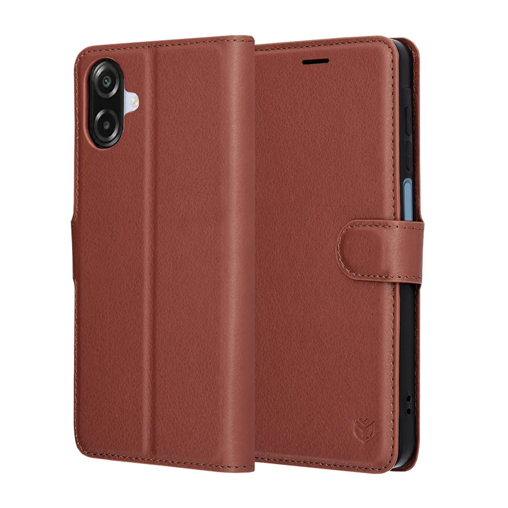 Custodia per Samsung Galaxy A07 4G A075, Techsuit, Leather Folio, Marrone - immagine 1